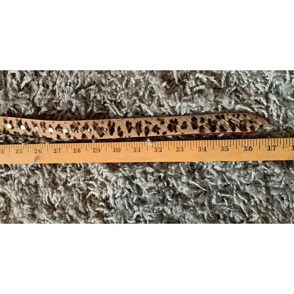 Zadig & Voltaire pony hair & leather leopard print stud HAND MADE Belt sz L